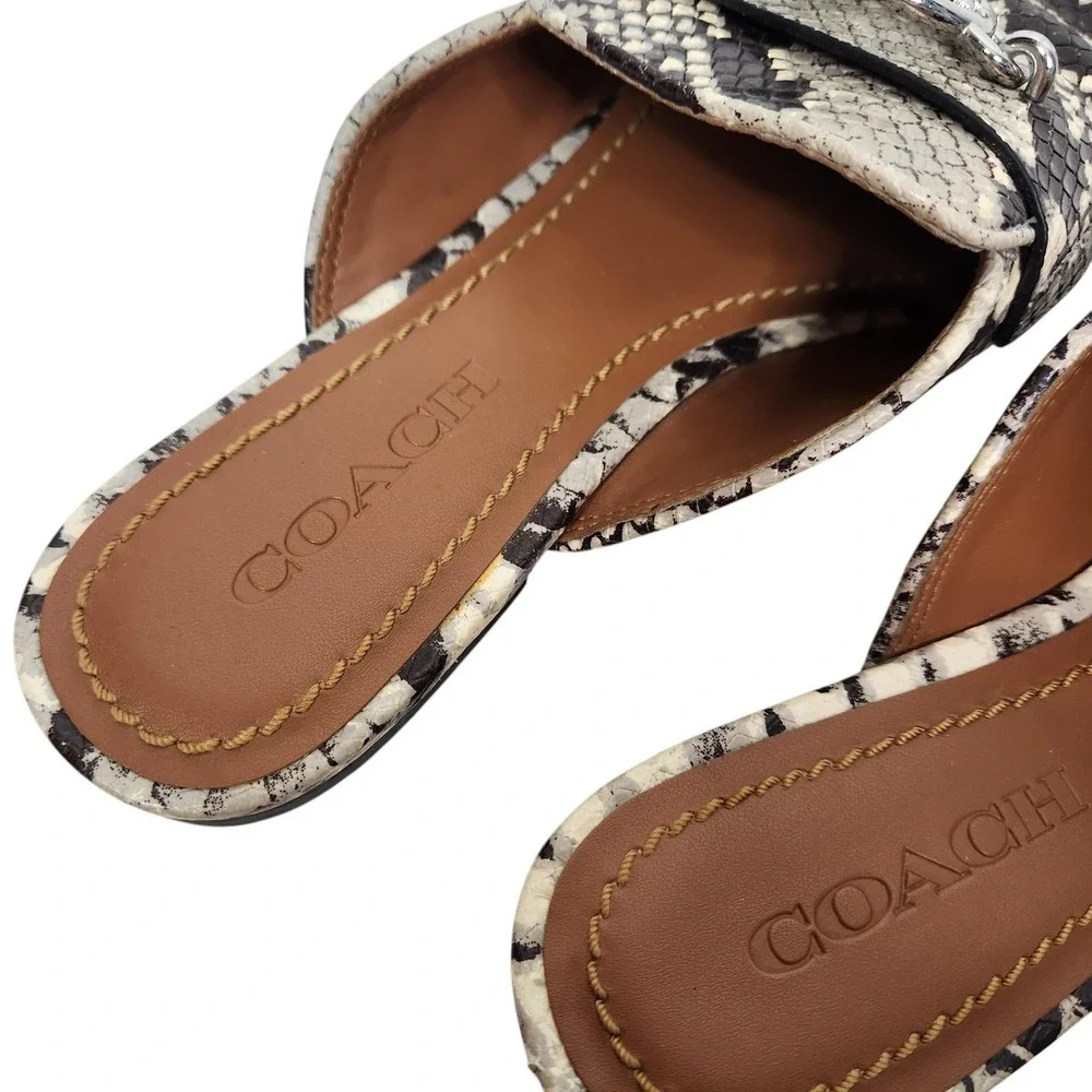 COACH Scotty Python Shoes Womens‎ 6 Beige Snake Leather Loafer Mules Slip On